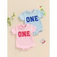 thumbnail image 3 of WIFORNT Bébé Filles Garçons 1er Anniversaire Romper Manches Courtes Col Rond Lettre Broderie Romper 6-18 Mois, 3 of 9
