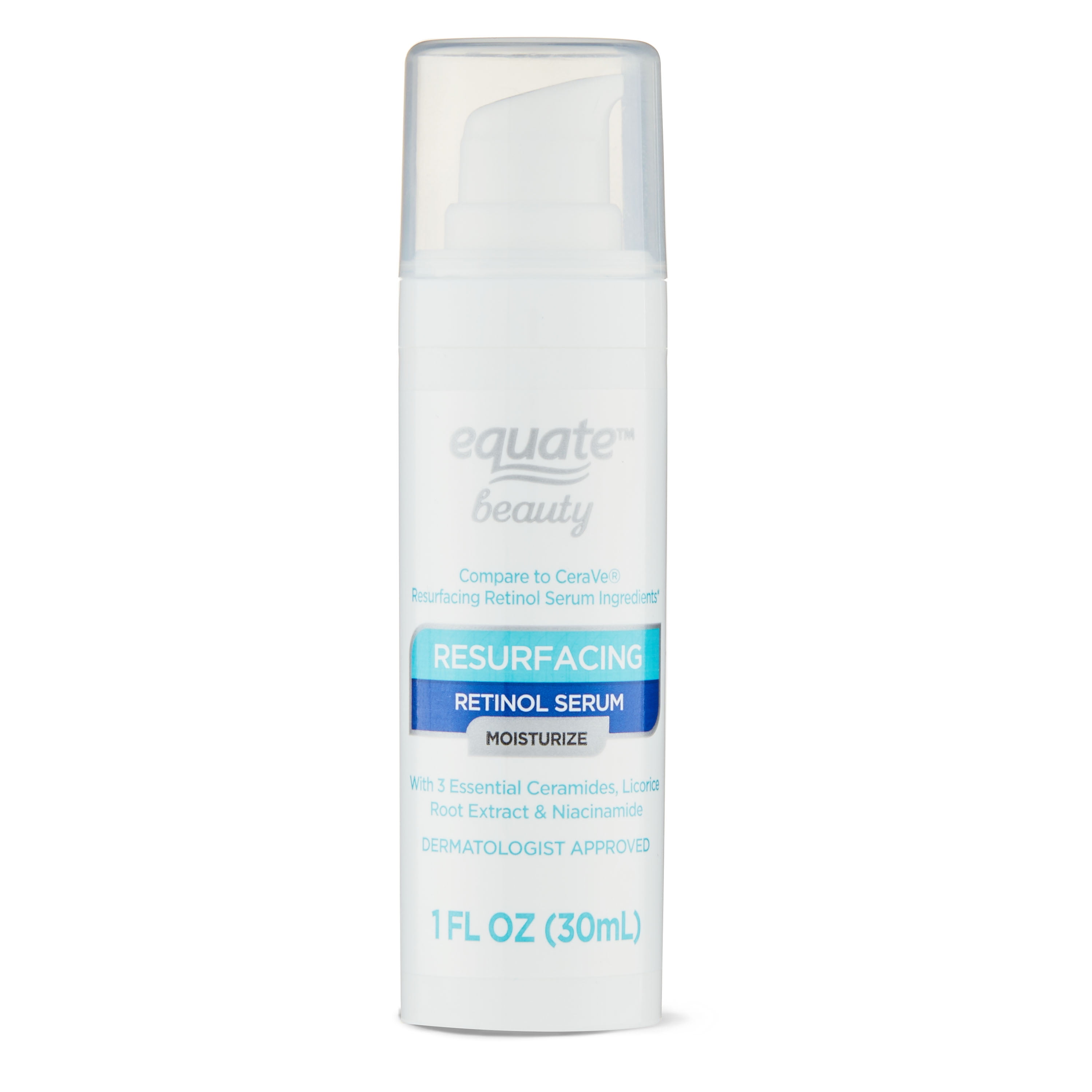 Equate Resurfacing Retinol Moisturizing Serum for Face Care, 1 fl oz, Compare to CeraVe Resurfacing Retinol Serum Ingredients