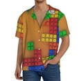 thumbnail image 1 of Fotbe Colorful Building Blocks A Camisa Estampada de Manga Corta para Hombre, Casual de Verano, Estilo Playero, Sin Arrugas-X-Large, 1 of 5