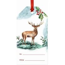 Koyal Wholesale Watercolor Deer Christmas Gift Tags Merry Christmas To From, 20-Pack