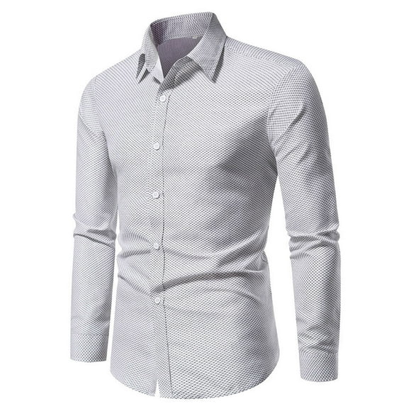 Fankiway Long Sleeve Shirts for Men New Long-Sleeved Shirt Lapel Business Men'S Long Sleeve Turndown Collar Blouse & Shirt Dress Shirts for Men Big and Tall