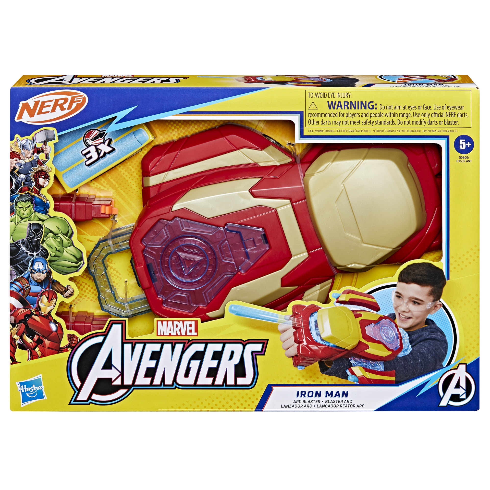 Marvel Avengers Iron Man Arc Blaster Roleplay Toy with 3 NERF Darts, Ages 5+