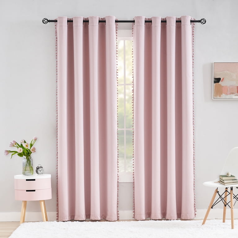 dkny pink pom pom curtains