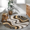 thumbnail image 4 of Black Golden Marble Large Area Rugs for Bedroom Living Room, Soft Non Slip Carpet Bedside Rug, Gray White Ombre Abstract Texture Round Floor Cover Kitchen Accent Rug 3.3' for Dining Room/Office, 4 of 9