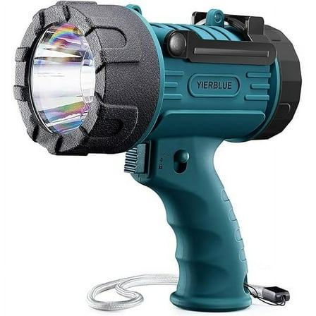 ZCRechargeable Spotlight Flashlight IP67 Waterproof with 200000 Lumen LED, 24 Hours Long Running Spot Light, Impact Resistant Handheld Spotlight with Foldable Stand and Detachable Red Lens