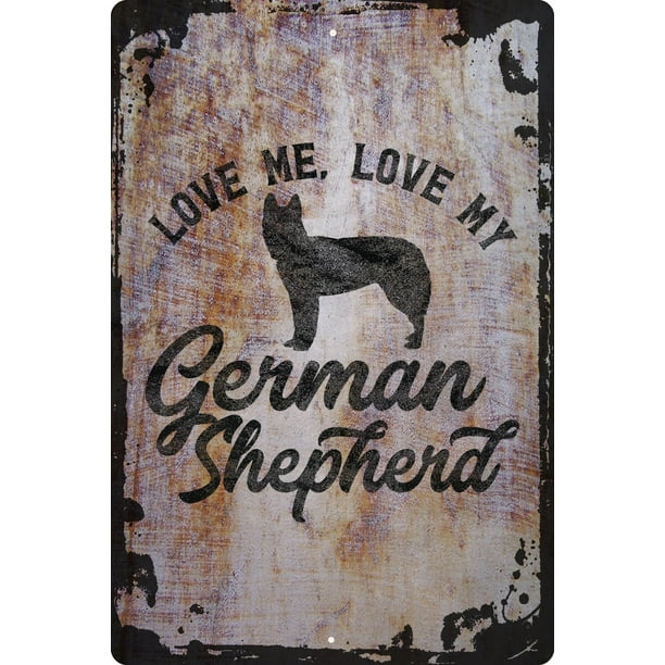 Wall Sign Love me love my german shepherd silhouette dogs animals  Decorative Art Wall Decor Funny Gift 