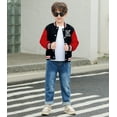 thumbnail image 2 of Aideaone Kids Baseball Jackets Boys Button up Toddler School Varsity Uniform Casual Sport Coat for Toddler Boy 3-6T, 2 of 8