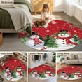 thumbnail image 5 of Round Rugs 8 Ft, Red Snowman Christmas Non Slip Area Rugs for Kitchen Bedroom Entryway, Xmas Tree Snowflake Winter Branches Washable Carpet Runner Rug Floor Mats for Bedroom Home Decor, 5 of 9