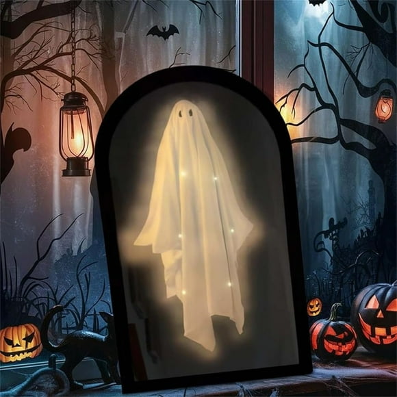 Spooky Ghost Hologram Mirror Add Chilling Holographic Ghosts to Your 2025 Halloween Setup Works Great Indoors or Outdoors Bedroom Fireplace Porch Haunted House Apparition Decor, Semicircle