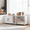 Cloud White, variant on LEDREM Double Cat Litter Box Enclosure for 2 Cats, Hidden Litter Box Furniture with Front Entry, Side End Table & TV Stand, 59 x 19.5 x 20 Inches, Cloud White