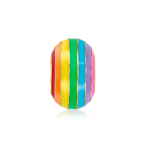 Ross-Simons Rainbow Enamel Bead Charm in 18kt Gold Over Sterling, Women's, Adult