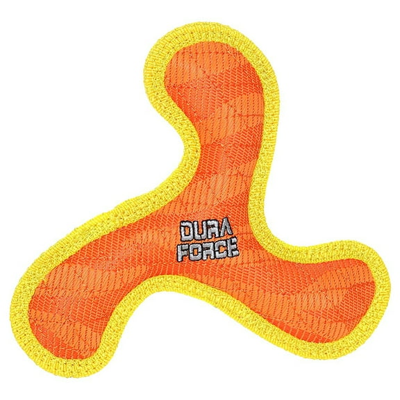 DuraForce Jr Boomerang Orange-Yellow Durable Woven Fiber Squeaky Dog Toy