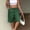 *Green, variant on Women's Linen Blend Drawstring Knee Length Shorts with Pockets and Pleated ,Solid Color Casual Bermuda Pants Green,Womens Plus M