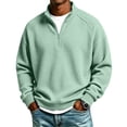 thumbnail image 3 of Dresfit Mock Neck Sweatshirt for Men Waffle Long Sleeve Shirts Fall Collared Quarter Zip Pullover Loose Fit Oversized Knit Sweatshirts M, 3 of 8