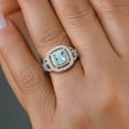 thumbnail image 4 of Gem Stone King 925 Sterling Silver Sky Blue Topaz and White Moissanite Ring for Women (2.01 Cttw, Gemstone Birthstone, Cushion/Checkerboard Cut 6MM, Size 7), 4 of 4
