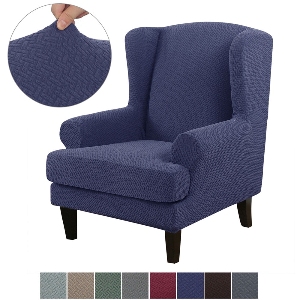 Details about   2-Piece Jacquard Wingback Chair Covers Stretch Knitted Wing Back Chair Slipcover 