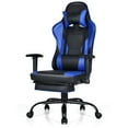 thumbnail image 4 of Gymax Massage Gaming Chair Racing Computer Task Chair Recliner w/Footrest Blue, 4 of 10