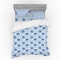 thumbnail image 2 of Oriental Duvet Cover Set, Print of Middle Eastern Style Inspired Curved Flower Branches Ceramic Art Like, Bedding Set with Shams and Fitted Sheet, 3 Sizes, by Ambesonne, 2 of 3