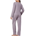 thumbnail image 5 of Enjoytime Women's Pajama Sets Soft Comfy 2 Piece Sleepwear V-Neck Long Sleeve Button Down Shirts with Pants Pjs Set, 5 of 5