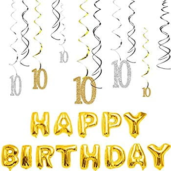 BOY GIRLS SILVER HOLOGRAPHIC BIRTHDAY PARTY DECORATION  AGE 10 10th BANNER 