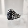 thumbnail image 2 of Snowflake Obsidian Mans Ring, Natural Snowflake Obsidian, Gents Ring, Silver Jewelry, 925 Silver Ring, Gift, Heavy Mens Ring, Arabic Design, Ottoman Style Ring, Christmas, Turkey Mens Signet Ring, 2 of 7