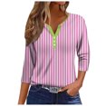 thumbnail image 1 of GYUJNB 3/4 Length Sleeve Womens Tops Button Down Summer Henley Neck T Shirts Plus Size Blouses, 1 of 5