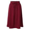 thumbnail image 4 of MIXUE Skirts For Women Summer Solid Color Elastic Waist Drawstring A Line Causal Midi Pockets Skirt Outwear,Red,XXL, 4 of 5