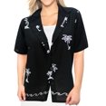thumbnail image 3 of HAPPY BAY Women's Blouses Button Down Short-Sleeve Tops Bohemian Vacation Beach Hawaiian Shirt Relaxed Fit Shirts For Women M plus-size Coal, Palm Tree, 3 of 5