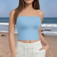 thumbnail image 2 of Women's Sexy Tube Top Sleeveless Crop Camisole, Summer Bodycon Vest for Festive Events or Night Out,Light Blue 2XL, 2 of 5