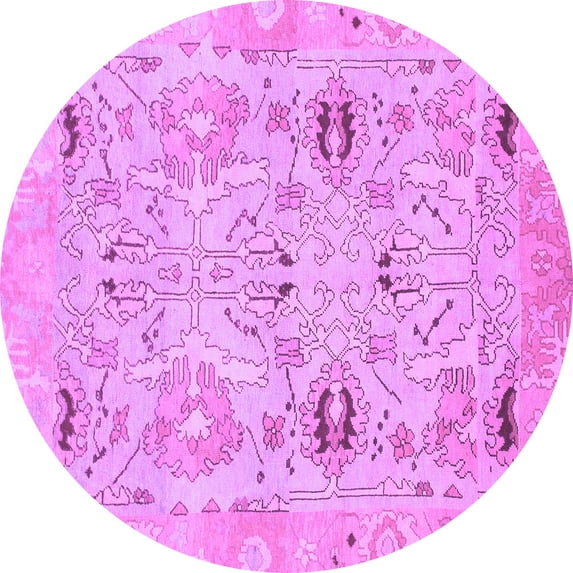 Ahgly Company Indoor Round Oriental Purple Traditional Area Rugs, 8' Round