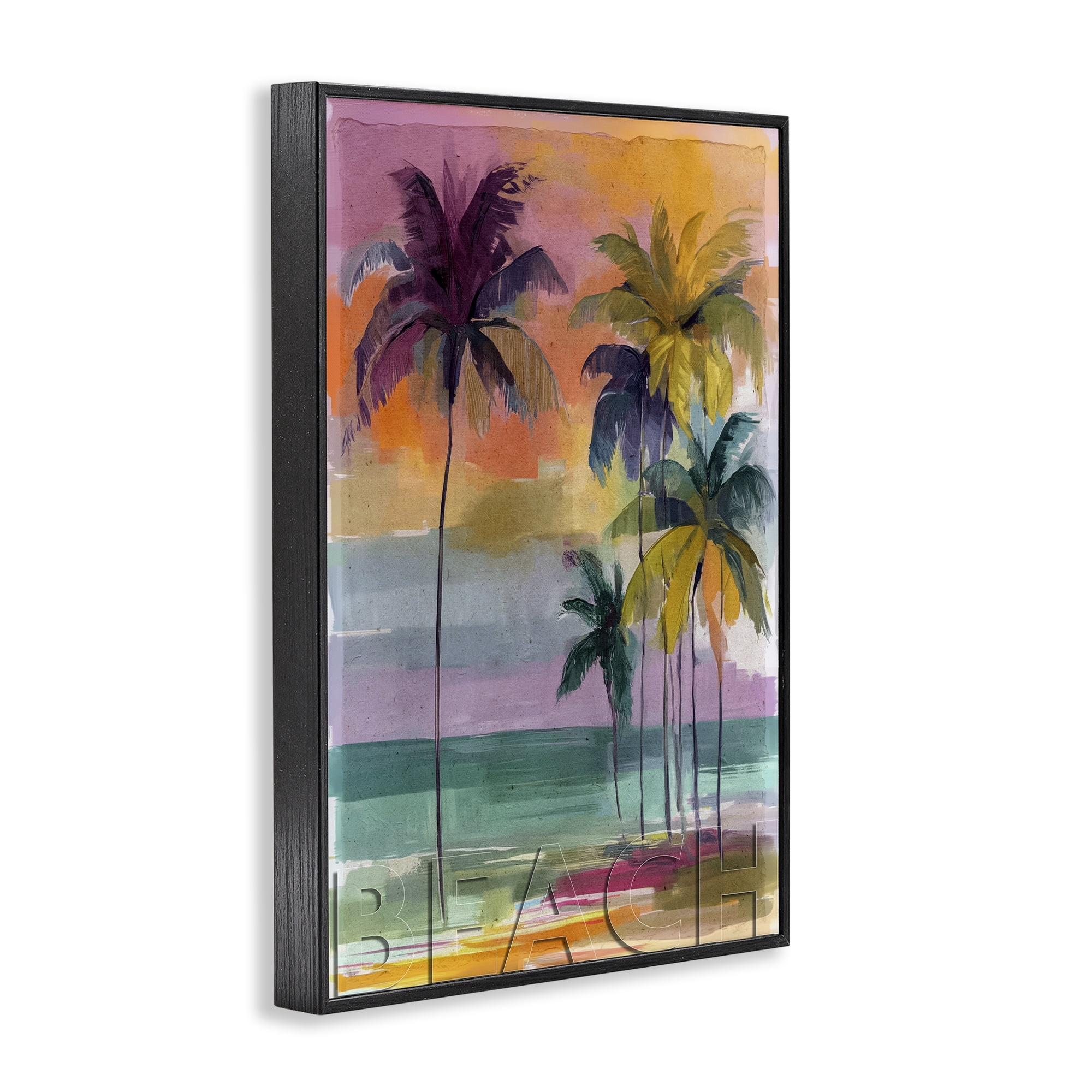 Stupell Industries Crayon Beach at Sunset Black Framed Giclee Art, design by Annabelle Hall