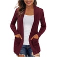 thumbnail image 1 of PVCS Femmes Décontracté Manches Longues Col en V Chandail Uni Hauts Manteau, 1 of 6