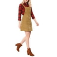 thumbnail image 5 of INSPIRE CHIC Women's Straps A-Line Corduroy Mini Pinafore Overalls Skirt XL Brown, 5 of 8