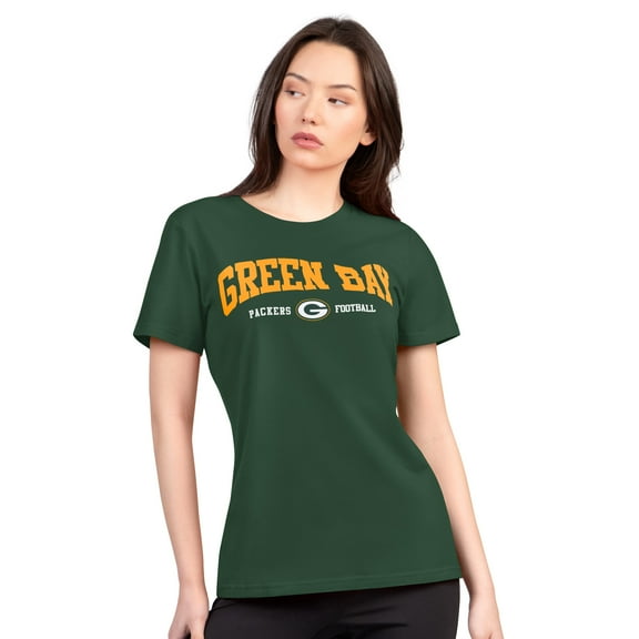 Women's G-III 4Her by Carl Banks Green Green Bay Packers Super-Slim Lightweight Winning Crew T-Shirt