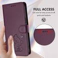 thumbnail image 5 of Wallet Leather Case For iPhone 17 Pro Max 6.9",with Card Holder,wristband, Shockproof Kickstand Embossed Love Cat Phone Case,Dark Purple,For iPhone 17 Pro Max, 5 of 8