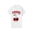 thumbnail image 1 of Women's Cherry & Letter Print Drop Shoulder Tee, Casual Short Sleeve Round Neck T-Shirt, Ladies Clothes for Daily Wear, T-shirt, 1 of 6