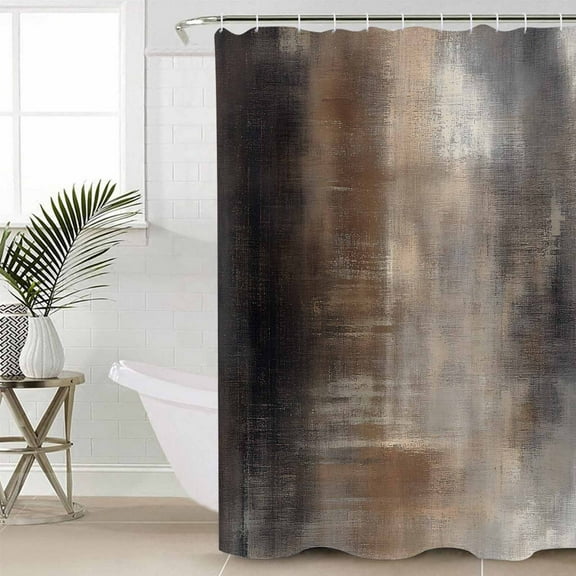 Brown Waterproof Fabric Shower Curtain, Modern Ombre Abstract Art Oil Painting Shower Curtain for Bathroom Curtains Bathtubs Hotel Washable Shower Curtains with 12 Hooks Extra Long 72x84