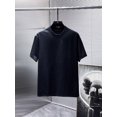 thumbnail image 4 of Camiseta de manga corta de algodón puro con letras de metal D c para hombre, sencilla, de talla grande, con cuello redondo y holgada, 4 of 5