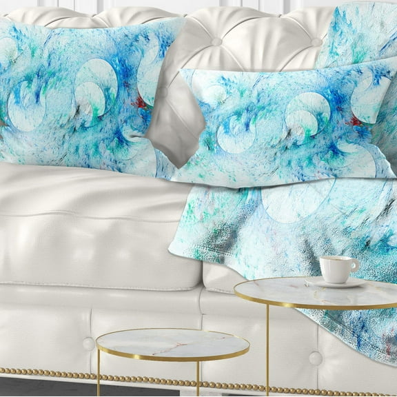 Designart Blue White Fractal Glass Texture - Abstract Throw Pillow - 12x20