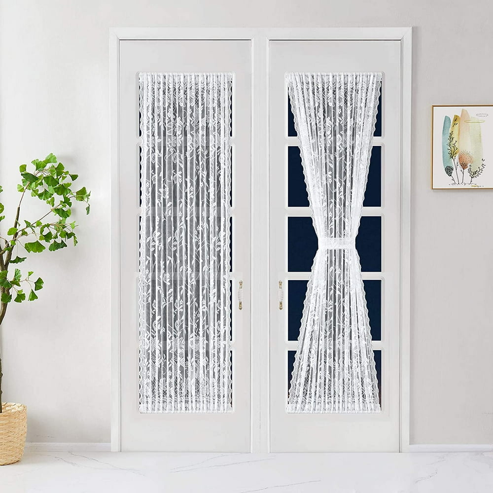 WARM HOME DESIGNS Pair of 2 Long Length White Color Sheer Lace French