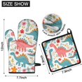 thumbnail image 6 of Cute Dinosaur Pattern Kitchen Oven Mitt and Pot Holder Sets 4 Pcs for Baking, Cooking and Grilling, Heat Resistant Up To 392 °F, 6 of 7