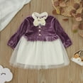 thumbnail image 2 of Staki Long Sleeve Flower Girl Dress Girls Long Sleeve Dress Kids Ruffle Tiered Dress Flowy Dresses(Purple,6-12 Months), 2 of 5