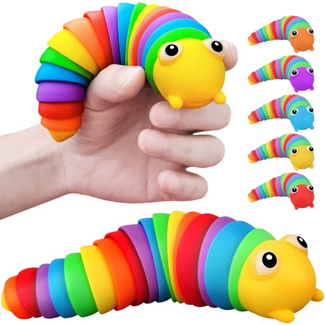Oruga Juguete de descompresión Ocean Shark Juguetes de descompresión Stim Toy Descompresión Diversión Autismo TDAH Fidgeting Juguetes para niños Regalo de descompresión Adultos (Orugas del arco iris)