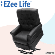 EZee Life Neptune Genuine Leather Lift Chair Recliner - Infinite Position (Black)
