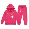thumbnail image 2 of Byoo Little Girls Tracksuit Outfits Cute Cartoon Fist Bump Print Pockets Hooded Sweatshirt Sweatpants Set Warm Clothes Set, 2 of 3