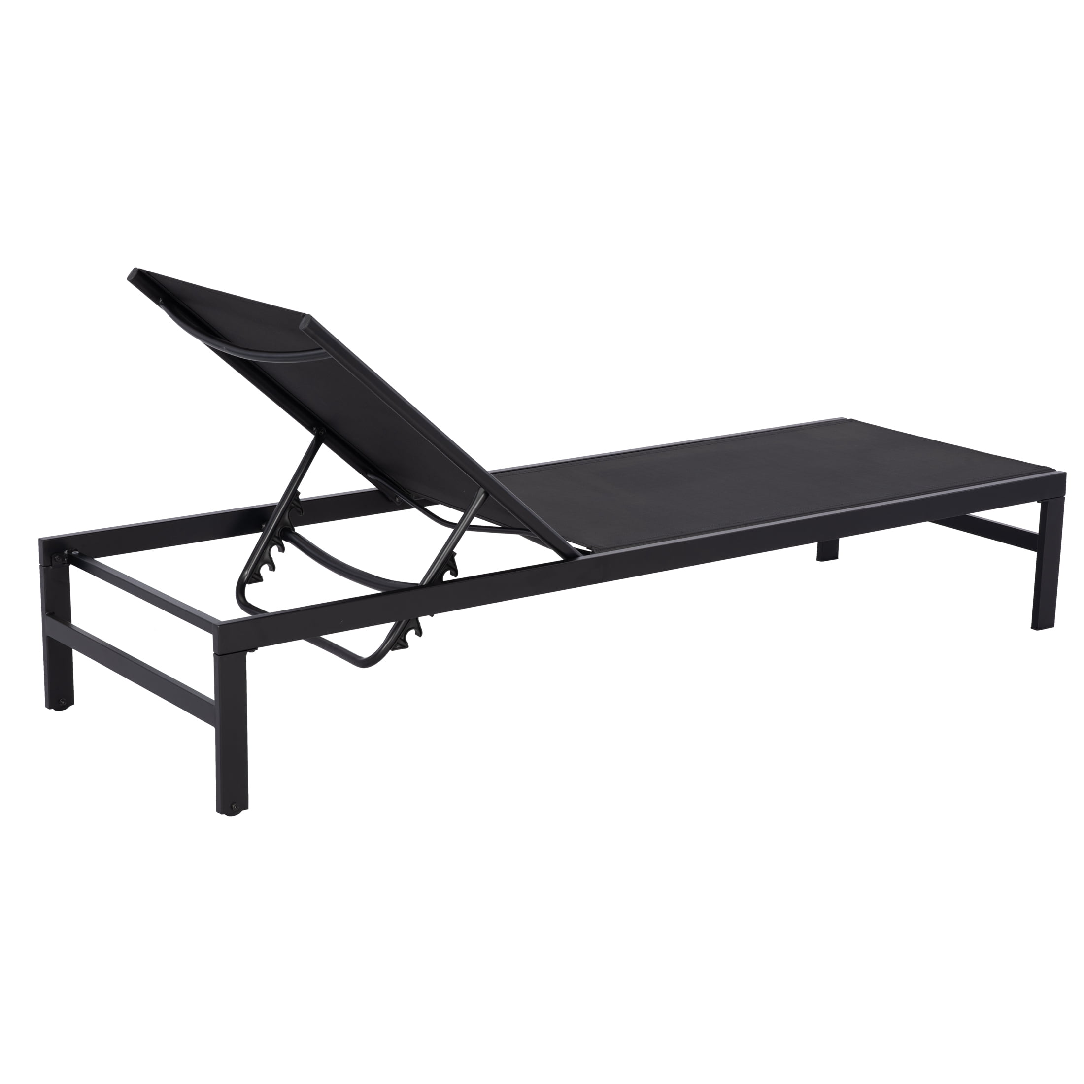 Mainstays Dashwood 2 Pack Outdoor Sling Chaise Lounger, Black