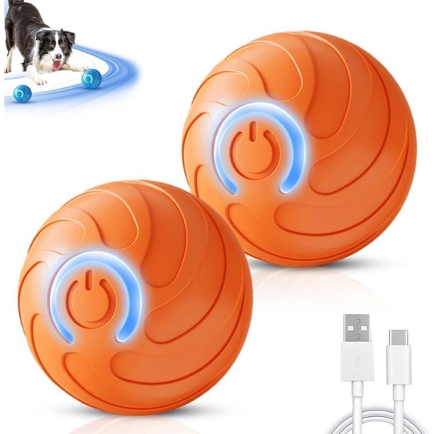 Juguete interactivo para perros vibrantes automáticos de 2025, juguetes interactivos para gatos pequeños, juguetes de rebote de perros eléctricos de gravedad C naranja 2PC