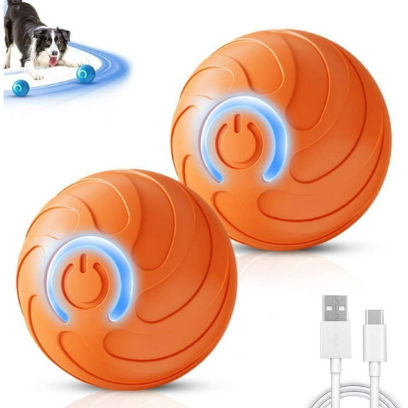 Interactive Dog Toys Dog Balls Activated Automatic Rolling Ball for Puppy Small Medium Dogs Smart Jumping Automatic Moving Bouncing and Rotating Ball Vibrating Keep Them Busy (2PC 2" Orange)