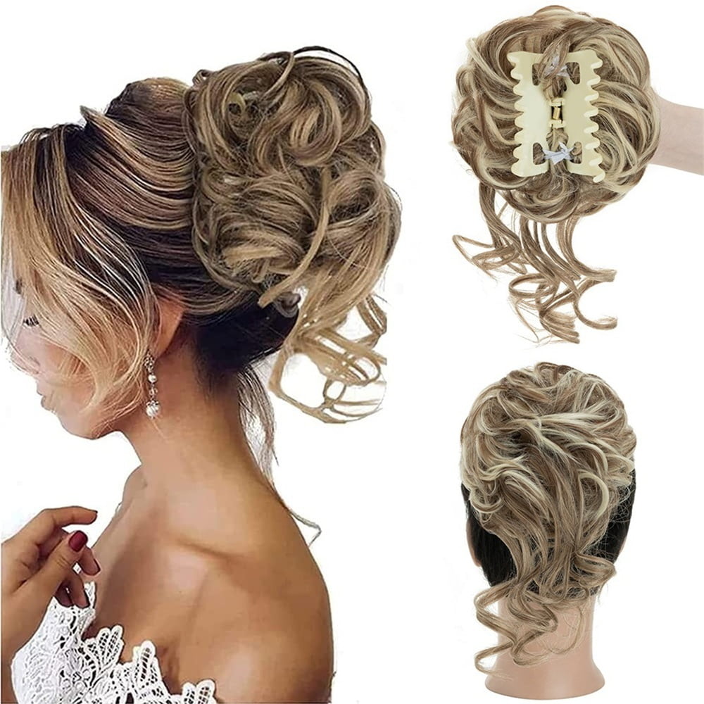 Messy Bun Hair Piece Claw Clip Curly Wavy Synthetic Tousled Updo Hair Extensions for Women