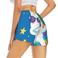 thumbnail image 3 of Xecao's Cool Unicorn Star Golden for a double-layer running short for women, perfect for gym, tennis, and more, featuring a convenient pocket., 3 of 9